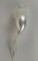 White Bird Hand Blown Glass &amp; Feathers Christmas tree Ornament 11&quot; - £12.57 GBP