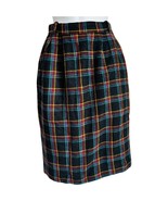 Vintage 70s Black Red Yellow Plaid Wool Skirt Pleated 2 Ports Trademark ... - $21.26