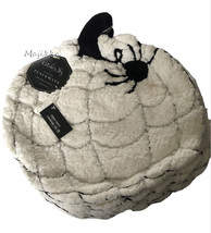 Halloween October Sky Embroidered Sherpa Spider Web Placemats White Black S/4 - £32.80 GBP