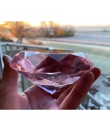 Giant Pink Glass Diamond Shaped Paperweight - 30 ounces - 4.5&quot; Diameter - £22.82 GBP