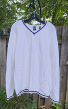 Vintage 90s GAP Sweater Mens Extra Large Varsity Preppy Tennis V Neck Cotton - £31.20 GBP