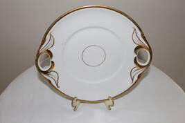 Vintage Porcelain White Gold Trimmed Two Handled Cake or Serve Plate Lov... - $66.00