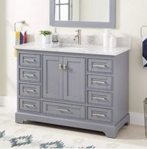New Gray 48&quot; Quen Vanity - with Warm Oak Frame by Signature Hardware - £1,095.13 GBP