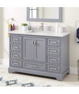 New Gray 48&quot; Quen Vanity - with Warm Oak Frame by Signature Hardware - $1,399.95