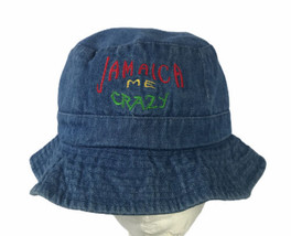 Kids Safari Hat Sun Protective Jamaica Me Crazy Child Denim Embroidery C... - $14.99