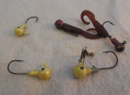 vintage lot of 5  Fishing Lures  SINKERS W/HOOKS YELLOW/RED WEIGHT COLORFUL - £17.92 GBP