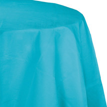 Bermuda Blue 2/Ply Paper-Poly Round Tablecloth 82&quot; Tableware Decoration Supplies - £8.69 GBP