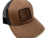 CHEVROLET CHEVY LOGO DARK BROWN BLACK MESH TRUCKER SNAPBACK HAT CAP ADJU... - $16.10