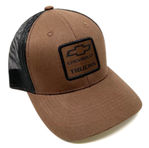 Chevrolet Chevy Logo Dark Brown Black Mesh Trucker Snapback Hat Cap Adjustable - £12.91 GBP