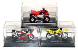 3 x New-Ray Diecast Miniature Motorcycles Honda Suzuki - Bundle - £10.84 GBP