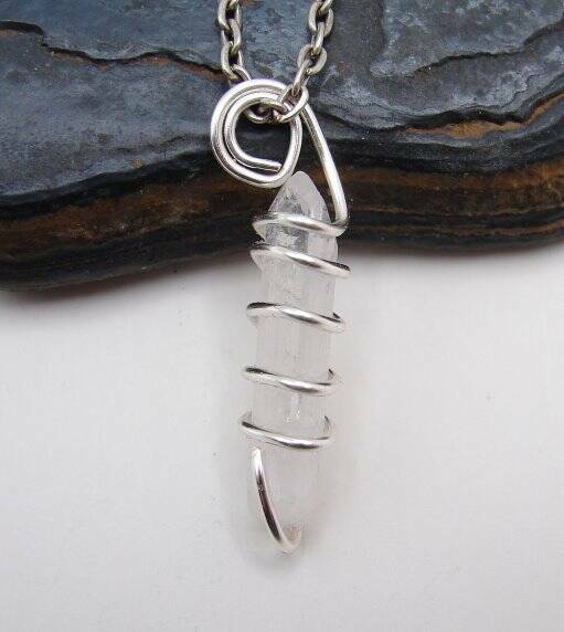 DANBURITE PENDANT RARE POWERFUL Pleiadian Starbrary Crystal Silver Coppe... - $44.00