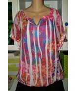 Sublimation Tattoo Peasant Top Blouse Shirt~2X~Gypsy Hippie Boho Tie Dye... - €16,49 EUR