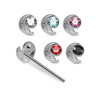 5PCs 925 Sterling Silver Round CZ Snail Design Jewelled Nose Straight stud 22G - £24.80 GBP