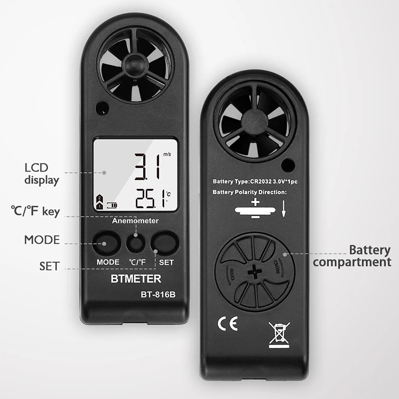 Sporting BEMETER Handheld LCD Digital Mini Anemometer A-816B Wind Speed Meter Ai - £49.56 GBP
