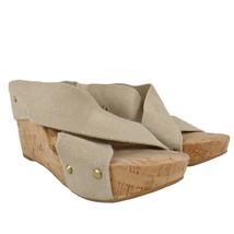 LUCKY BRAND Miller 2 Cork Wedge Heel Canvas Stretch Strap Sandals, Women... - £20.78 GBP