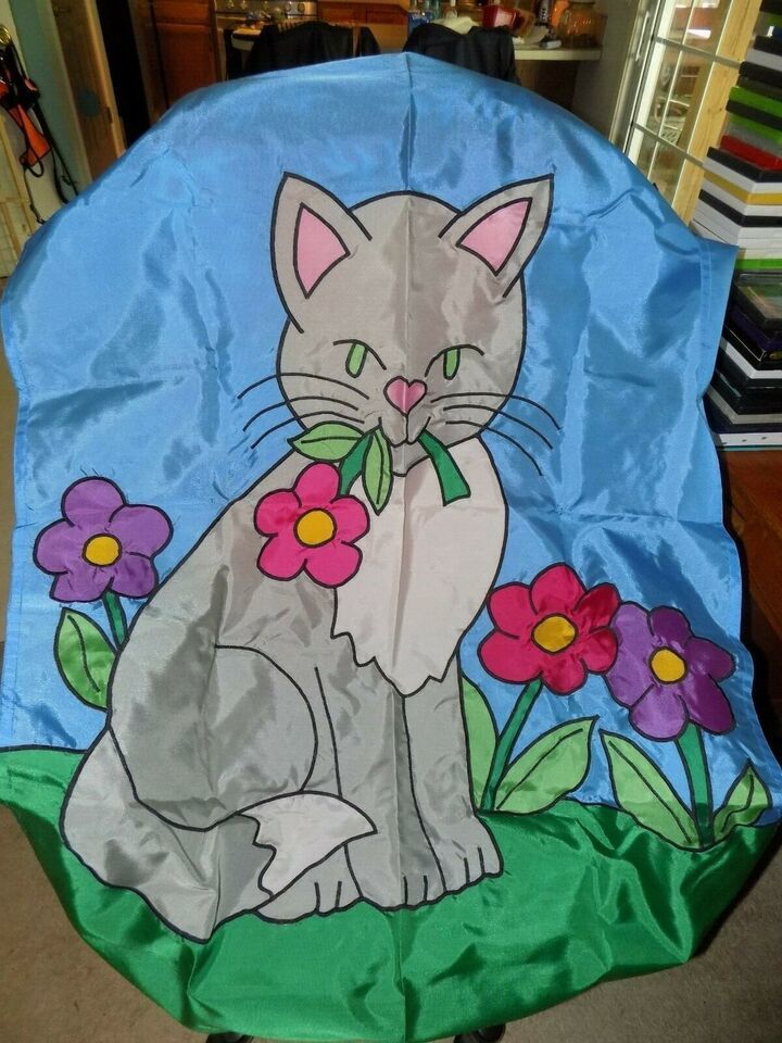 Primary image for Carousel Creations XL Cat Flag EUC 35 X 55 1/2