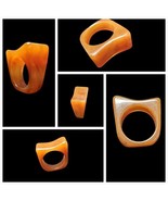 Vintage Lucite Acrylic MCM Fabulous Caramel Amber Color  Swirled Ring Sz 7  - $896.52 MXN