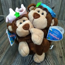 Floppy Friends Best Friends Forever Monkey Plush Set Angel &amp; Princess Vtg 2001 - £15.54 GBP