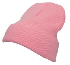 Light Pink Winter Beanie Ski Hat Winter Plain Knit Hat Skully Skull Unisex - £13.09 GBP