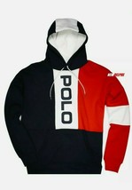 Polo Ralph Lauren Men’s Medium Spell Out Colorblock Mesh Hoodie Sweatshirt NWT - $147.49