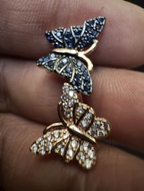 585 14K RG Stamped Blue Crystal Charming Butterflies Size 7 Ring - $911.17 MXN