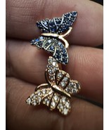 585 14K RG Stamped Blue Crystal Charming Butterflies Size 7 Ring - $911.17 MXN