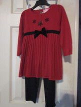 NWT - GoodLad Red Snowflake Design Pleated Sweater with Leggings 2-Piece... - £18.37 GBP