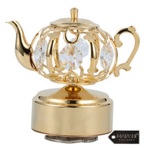 24K Gold Plated Music Box with Crystal Studded Teapot Figurine - Fur Elise - £35.95 GBP