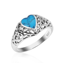 True Devotion Turquoise Heart Sterling Silver Ring-9 - £16.18 GBP