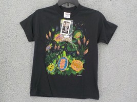 Really Wild Youth T-SHIRT Sz M (10-12) Colorful Turtles W/ Snap On Turtles Black - £9.58 GBP