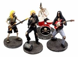 Day Of The Dead Rock Band Skeleton Hell Concert Entertainers Figurine Set of 4 - £89.51 GBP