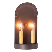 Metal Candle Sconce Double Wall Fixture 2-Light Electric Colonial Metal Tin - $79.95