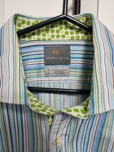 THOMAS DEAN COLORFUL STRIPED HIGH QUALITY DRESS SHIRT SIZE XL - $16.85