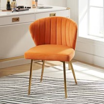 Orange Velvet Upholstered Wingback Accent Side Chair with Gold Metal Legs - $5,712.89 MXN