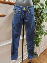 True Religion Women&#39;s Blue Denim Cotton Mid Rise Skinny Legs Jeans Pant Size 25 - £31.07 GBP
