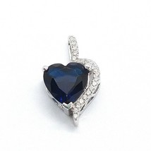 4.1Ct Blau Labor Erstellt Saphir &amp; Diamant Herz Anhänger Halskette Weiß - £57.42 GBP