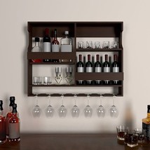 Luxurious Chocolate Wooden Bar Wall Shelf / Mini Bar Cabinet - $353.14