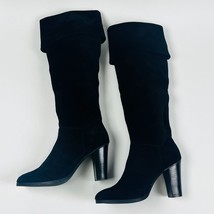 Nine West Black Suede Leather Knee High Boots Size 8.5  WNSEEMAM Heeled ... - £51.44 GBP