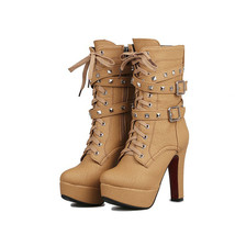 wholesale promotion lace up woman high heels platform shoes with buckle strap ri - £91.50 GBP