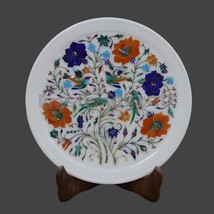 12&quot; Decorative White Marble Wall Plate | Pietra Dura Inlay Craft Work | ... - £191.65 GBP