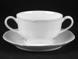 Haviland Limoges Ranson All White Bouillon Cup &amp; Saucer Set, Antique France - £15.72 GBP