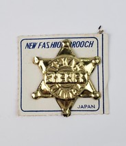 Vintage Novelty brooch Texas Ranger Sheriff toy badge gold tin metal Japan - £6.21 GBP