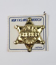 Vintage Novelty brooch Texas Ranger Sheriff toy badge gold tin metal Japan - £5.91 GBP