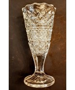 Diamond Pressed Pattern Glass Vase VTG Crystal Footed Parfait Stemware W... - £10.09 GBP