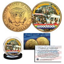 WOODSTOCK 50th Anniversary 1969-2019 Genuine 24KT Gold Gilded JFK Kennedy Coin - £7.58 GBP