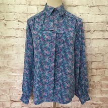 vintage Pendleton Blouse Country Sophisticates 8 Neck Tie Secretary Floral - £33.06 GBP