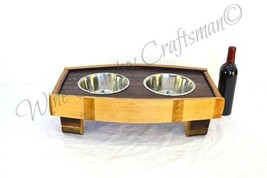 Elevated Wine Barrel Pet Feeder - Pardalis - Made from retired CA wine barrels - £135.88 GBP