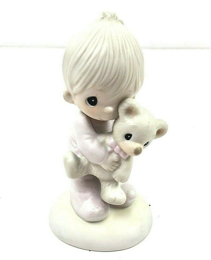 Primary image for Precious Moments "Jesus Loves Me" 1978 Boy w/ Teddy Bear E-1372/B Figurine