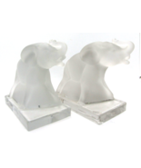 Pair of Vintage Frosted Glass Elephant Figurines on Clear Glass Bases  - $107.30 CAD