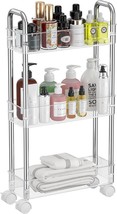 Rolling Storage Cart That Is Slim And Clear, Ideal For Kitchens, Bathrooms, - £35.13 GBP